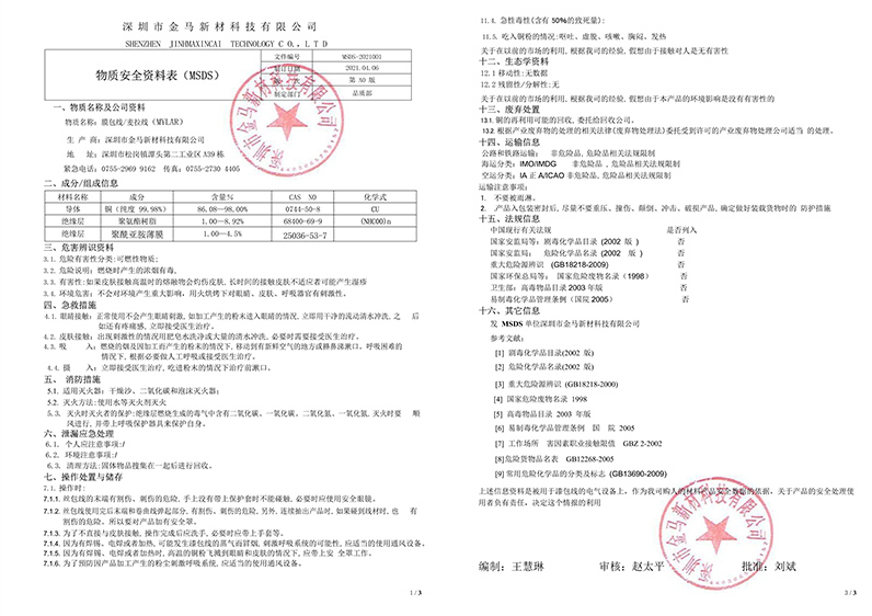 膜包线物质安全检测报告